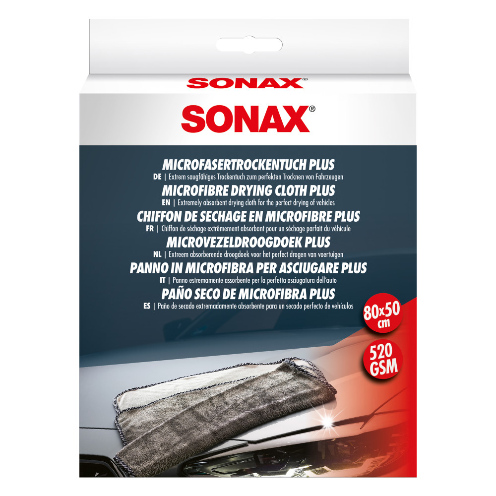 Салфетка из микрофибры для наружного применения 80х50 см SONAX Microfaser Trocken Tuch PLUS (451200)