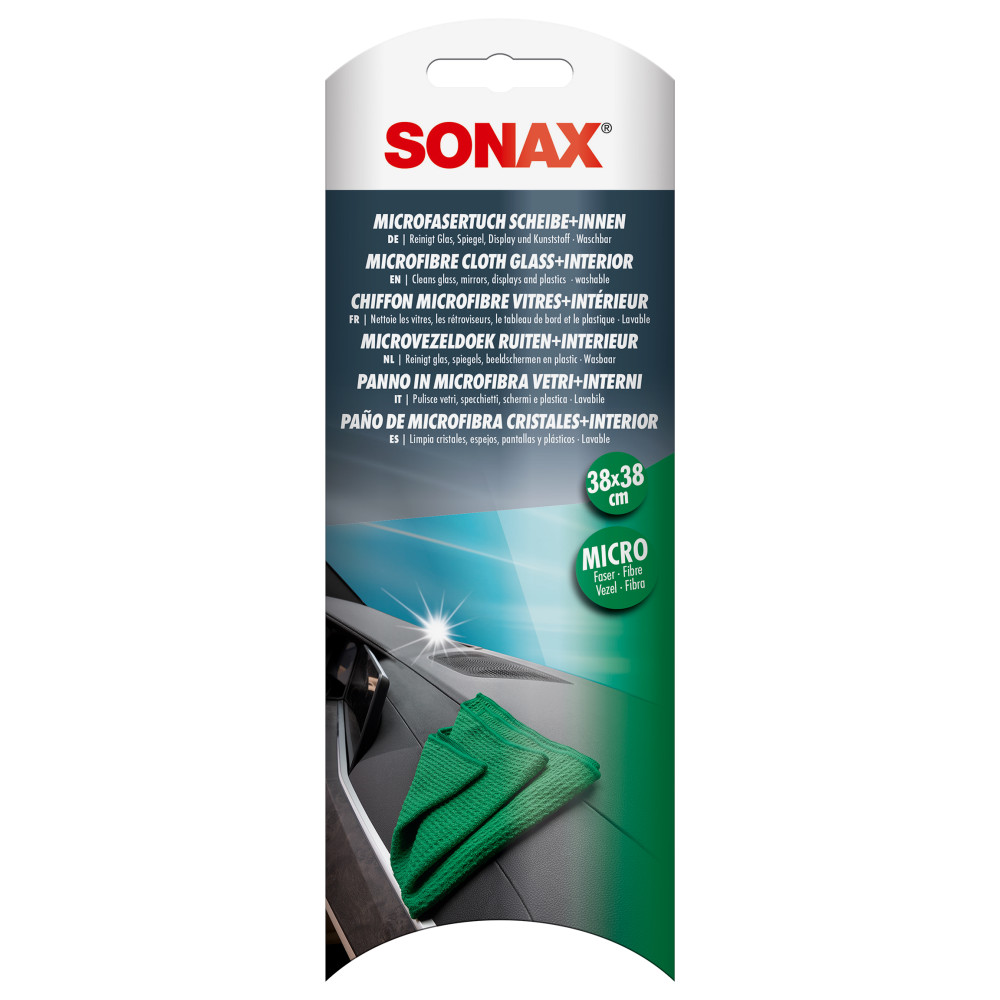 Серветка з мікрофібри для скла та інтер'єру 38х38 см SONAX MicrofaserTuch Scheibe+Innen (498400)