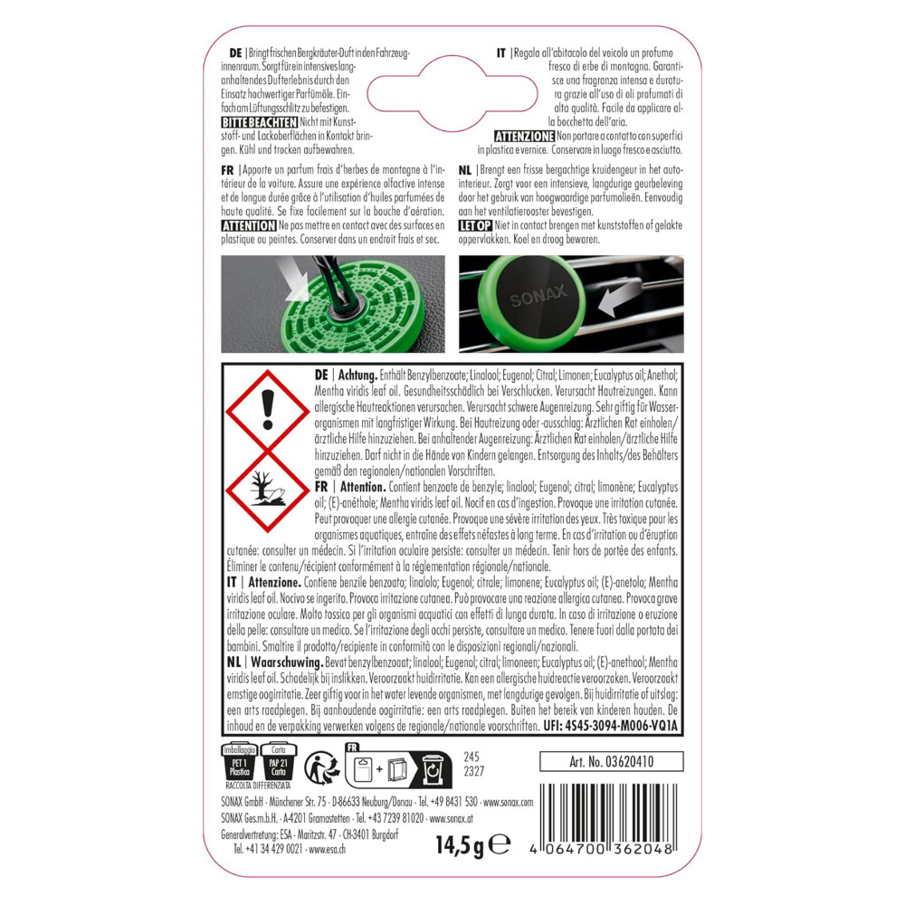 Автомобільний ароматизатор SONAX Air Freshener - Alm Sommer (362041)