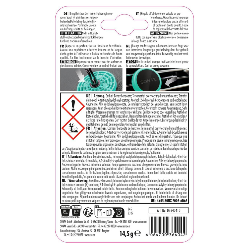Автомобільний ароматизатор SONAX Air Freshener - Ocean Fresh (364041)