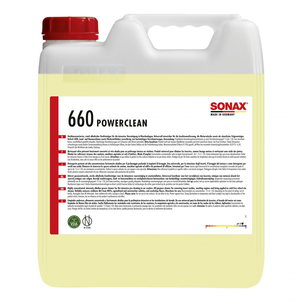 Високоефективний лужний концентрат для попереднього миття 10 л SONAX Power Clean (660600)