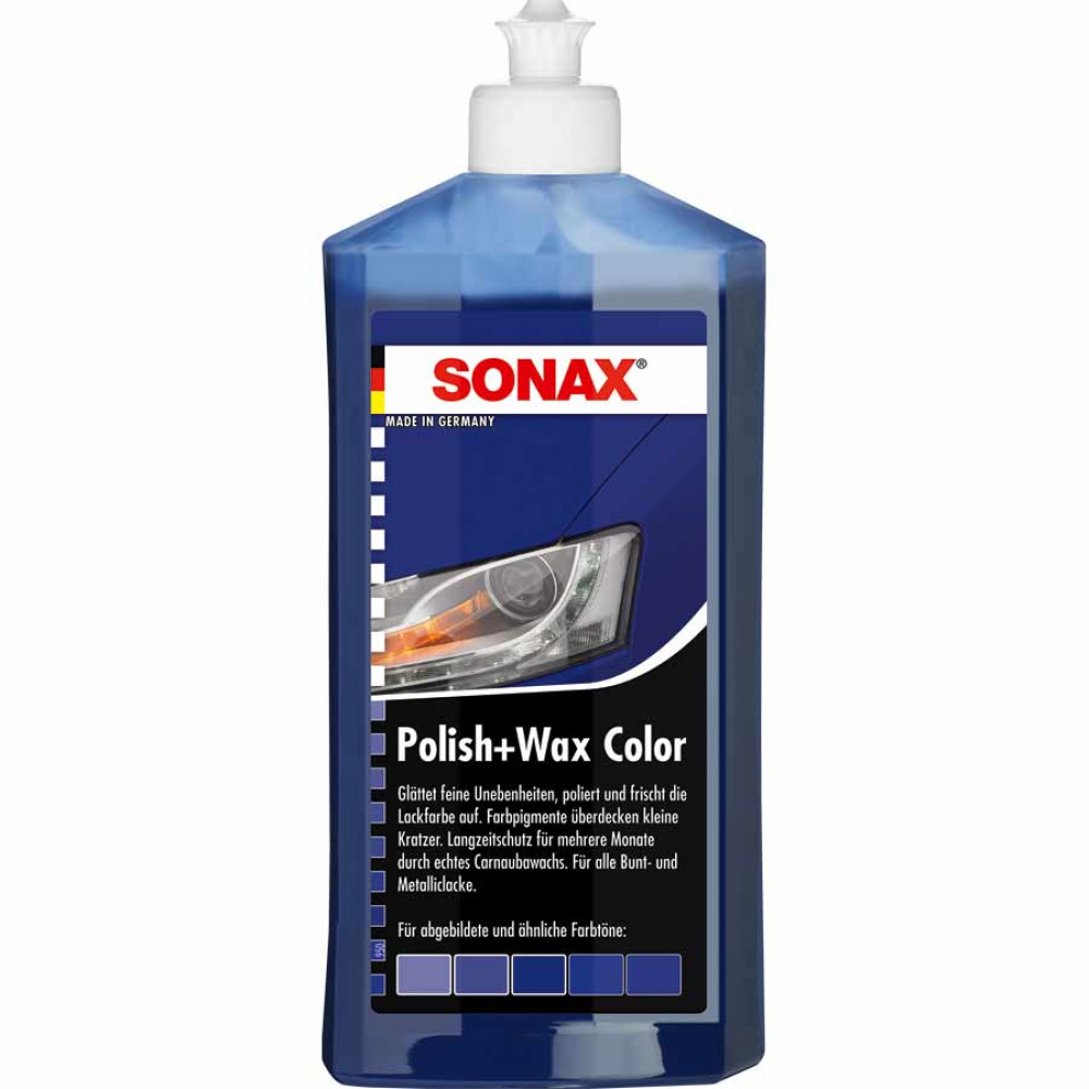 Кольоровий поліроль з воском синій 500 мл SONAX Polish & Wax Color NanoPro (296200)