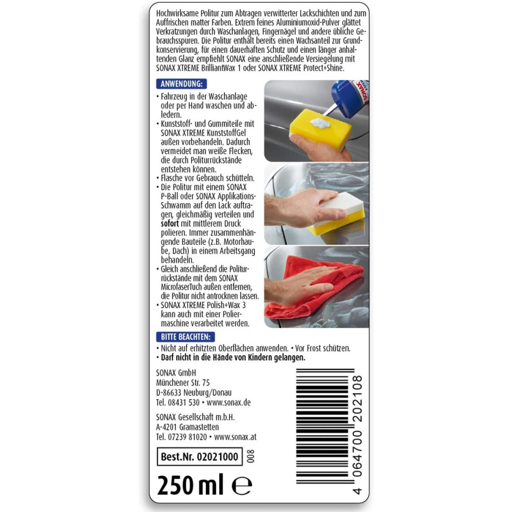 Поліроль з воском # 3 250 мл SONAX XTREME Polish + Wax 3 Hybrid NPT (202100)