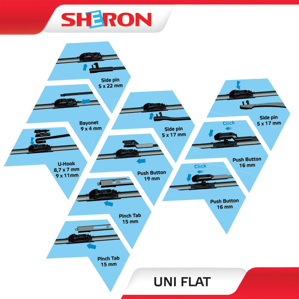 Щітка склоочисника безкаркасна 375 мм Uni flat SHERON (000577)