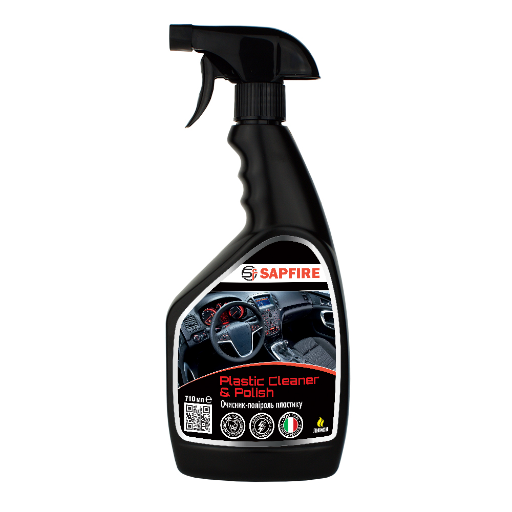 Очищувач-поліроль пластика 710 мл SAPFIRE Plastic Cleaner & Polish - лимон (002838)