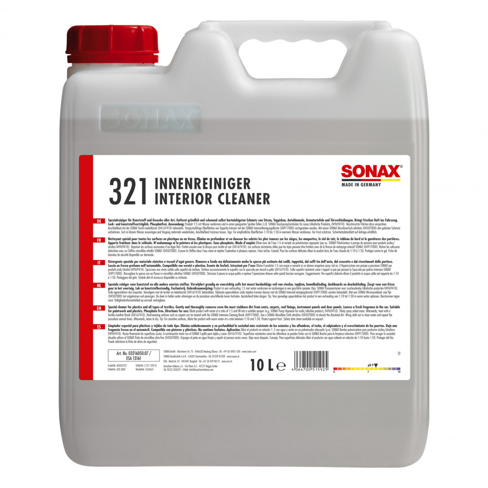 Концентрат очищувача інтер'єру автомобіля 10 л SONAX Interior Cleaner (321605)
