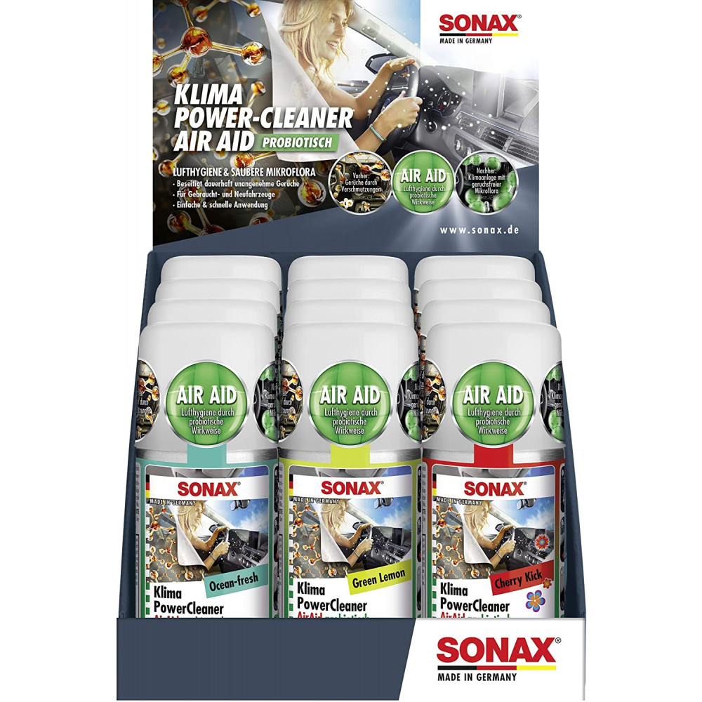 Очищувач кондиціонера антибактеріальний 100 мл SONAX Klima Power Cleaner AirAid symbiotisch Thekendisplay (323941)