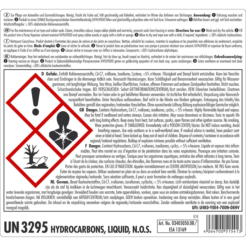 Силіконовий засіб для чищення та догляду за гумою 5 л SONAX PROFILINE Gummipfleger (340505)