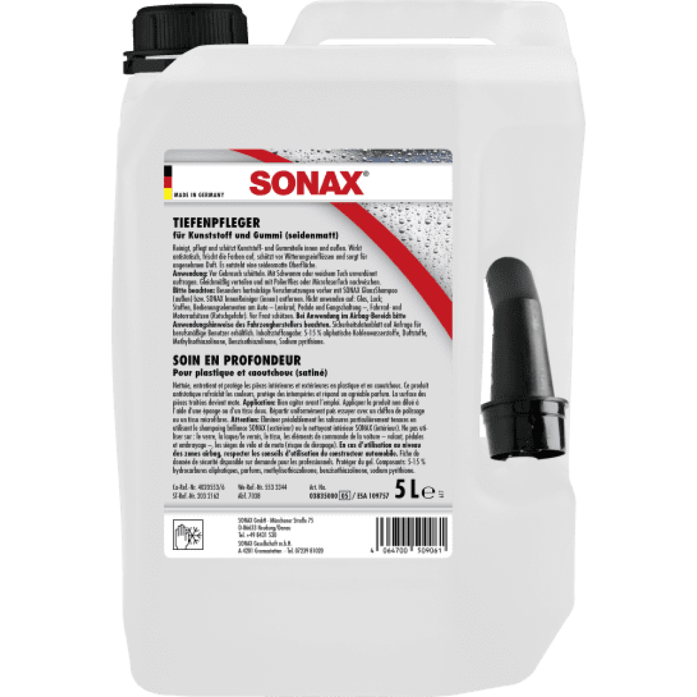 Засіб для очищення та захисту пластика і гуми матовий 5 л SONAX Deep Care Silk Mat (383500)