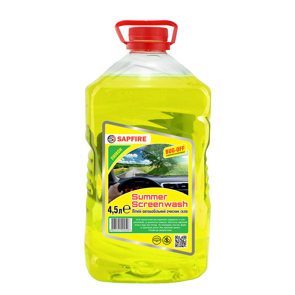 Омивач скла літній SAPFIRE Summer Screenwash 4,5 л - лимон (400526)