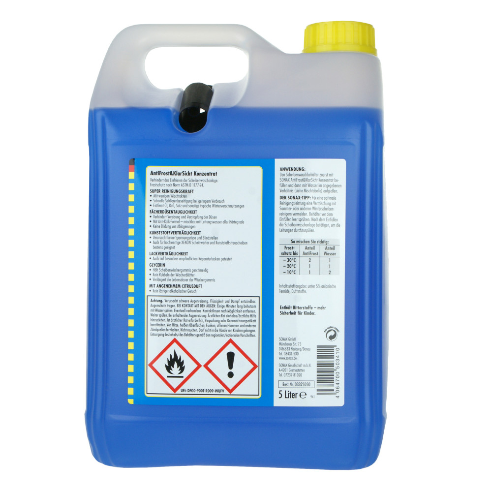 Концентрат омивача скла зимовий -70 ° С 5 л SONAX Antifrost + Klarsicht Konzentrat (332505)