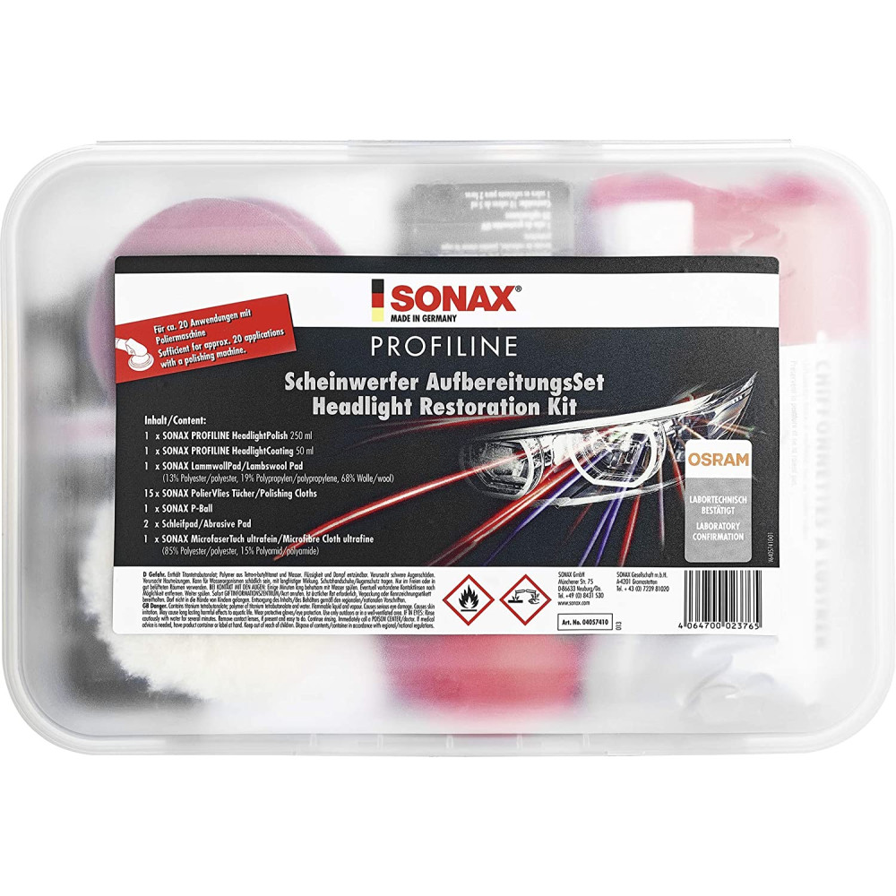 Професійний набір для полірування пластикових фар SONAX PROFILINE Scheinwerfer Aufbereitungsset (405741)