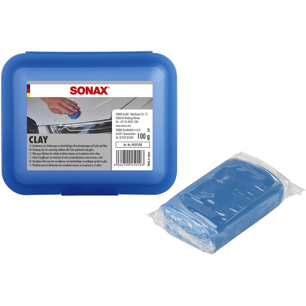 Синя глина для очищення лакофарбових поверхонь і скла 112 г SONAX Clay (450105)