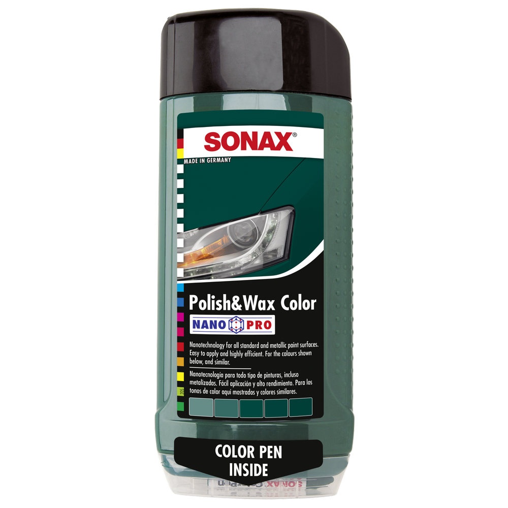 Кольоровий поліроль з воском зелений 500 мл SONAX Polish & Wax Color NanoPro (296700)