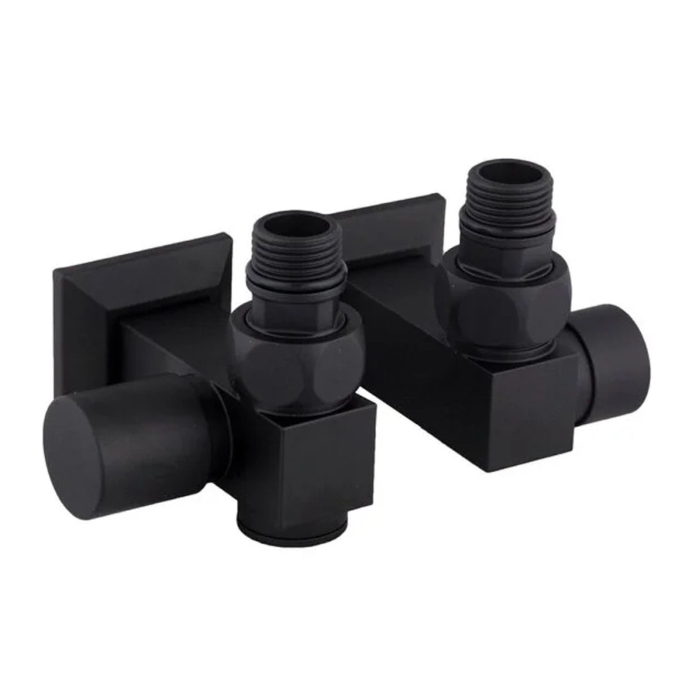 Кран квадратний  кутовий під тен Solomon CUBE 1/2"х1/2" чорний матовий, 2шт