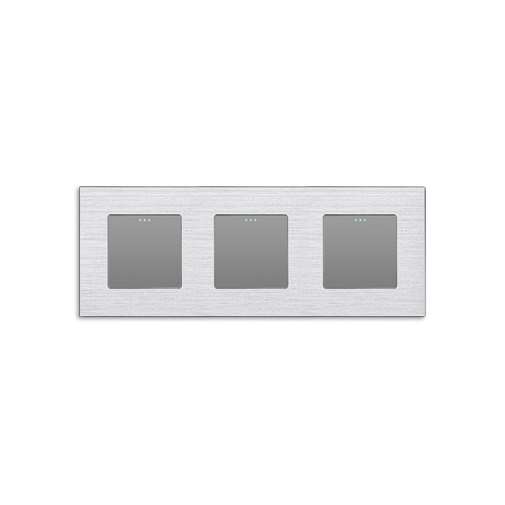 Вимикач універсальний 3-клавішний (1-1-1) WALLPAD сірий алюміній