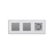 Перехресний вимикач 2-клавішний (1-1) з розеткою з USB A+C 20Вт, заземлення, WALLPAD 16А 230 В, сірий алюміній