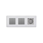 Вимикач універсальний 4-клавішний (2-2) з розеткою з USB A+C 20Вт, заземлення, WALLPAD сірий алюміній