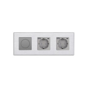 Роторний димер WALLPAD з двома розетками з USB A+C 20Вт, сірий, алюміній, 16A 230V, із заземленням, шторки