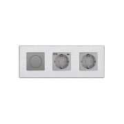 Роторний димер WALLPAD з розеткою та розеткою з USB A+C 20Вт, сірий, алюміній, 16A 230V, заземлення, шторки