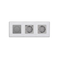 Роторний димер WALLPAD з розеткою та розеткою з USB A+C 20Вт, сірий, алюміній, 16A 230V, заземлення, шторки