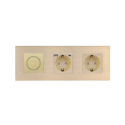 Роторний димер WALLPAD з розеткою та розеткою з USB A+C 20Вт, золотий, алюміній, 16A 230V, заземлення, шторки