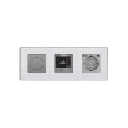 Роторний димер WALLPAD з терморегулятором і розеткою з USB A+C 20Вт, сірий, алюміній, 16A 230V, заземлення