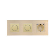 Роторний димер WALLPAD 2 клавіші (1-1) з розеткою з USB A+C 20Вт, 16A 230V, заземлення, золото алюміній