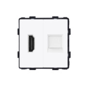 Розетка HDMI комп’ютерна RJ-45 ELIOS, біла скляна рамка, настінна дизайнерська, для ТВ і мультимедіа