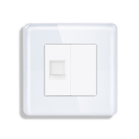 Комп’ютерна розетка RJ-45 ELIOS, біла скляна рамка, дизайнерська настінна