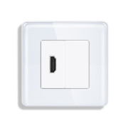 Розетка HDMI ELIOS, біла, скляна рамка, настінна для телевізора, дизайнерська