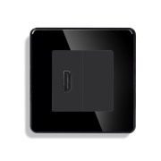 Розетка HDMI ELIOS, чорна, скляна рамка, настінна для телевізора, дизайнерська