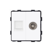 Розетка комп’ютерна RJ-45 і ТВ ELIOS біла, настінна дизайнерська