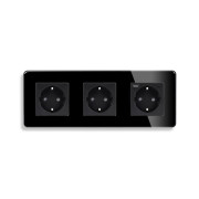 Розетка ELIOS з USB A+C 20Вт, із заземленням, шторки, чорна, скляна рамка, 250В 16А