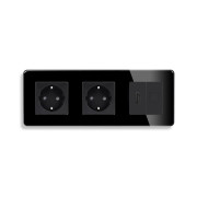 Розетка ELIOS з HDMI і Інтернет RJ-45, чорна, настінна, скляна рамка