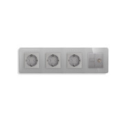 Розетка чотиримісна ELIOS Силова + Інтернет RJ-45 + ТБ, сіра, настінна, скляна рамка