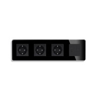 Розетка чотиримісна з HDMI і Інтернет RJ-45, ELIOS чорна, настінна, скляна рамка