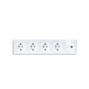 Розетка п’ятимісна ELIOS Силова + Інтернет RJ-45 + ТБ, біла, настінна, скляна рамка