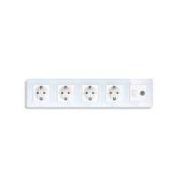 Розетка п’ятимісна ELIOS Силова + Інтернет RJ-45 + ТБ, біла, настінна, скляна рамка