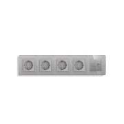 Розетка п’ятимісна ELIOS Силова + Інтернет RJ-45 + ТБ, сіра, настінна, скляна рамка