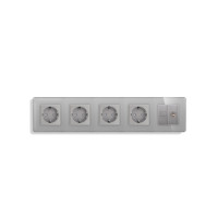 Розетка п’ятимісна ELIOS Силова + Інтернет RJ-45 + ТБ, сіра, настінна, скляна рамка