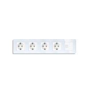 Розетка п’ятимісна ELIOS Силова + Інтернет RJ-45, біла, настінна, скляна рамка