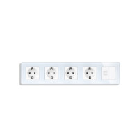 Розетка п’ятимісна ELIOS Силова + Інтернет RJ-45, біла, настінна, скляна рамка