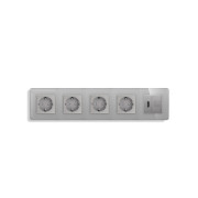Розетка п’ятимісна з HDMI і Інтернет RJ-45, ELIOS сіра, настінна, скляна рамка