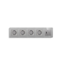 Розетка п’ятимісна з HDMI і Інтернет RJ-45, ELIOS сіра, настінна, скляна рамка