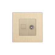 Комп’ютерна розетка RJ-45 + ТВ розетка WALLPAD, алюмінієва рамка, золото, сучасний стиль