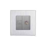 Комп’ютерна розетка RJ-45 + ТВ розетка WALLPAD, алюмінієва рамка, сірий колір, настінна