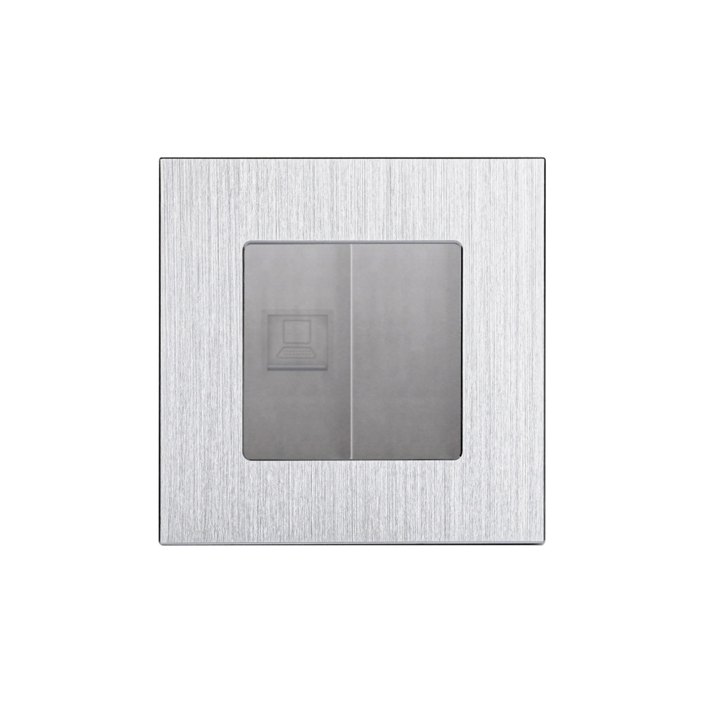Комп’ютерна розетка RJ-45 WALLPAD, сіра алюмінієва рамка, дизайнерська настінна