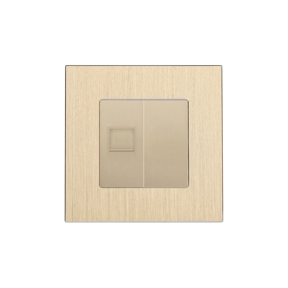Комп’ютерна розетка RJ-45 WALLPAD, золота алюмінієва рамка, настінна