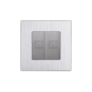 Розетка комп’ютерна подвійна RJ-45 WALLPAD, сіра, алюмінієва рамка, дизайнерська настінна